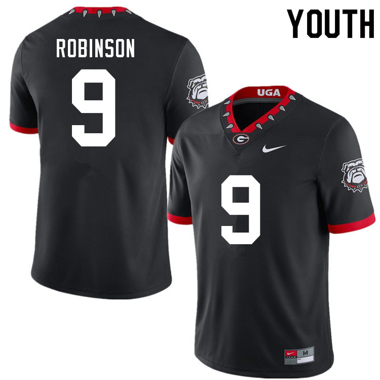 Youth #9 Justin Robinson Georgia Bulldogs 100th Anniversary College Football Jerseys Sale-100th Blac